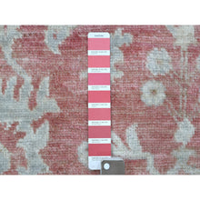 Load image into Gallery viewer, 6&#39;2&quot;x9&#39; Coral Pink, Afghan Angora Oushak With All Over Leaf Design, Organic Wool, Hand Knotted, Oriental Rug FWR416472