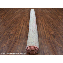 Load image into Gallery viewer, 6&#39;2&quot;x9&#39; Coral Pink, Afghan Angora Oushak With All Over Leaf Design, Organic Wool, Hand Knotted, Oriental Rug FWR416472