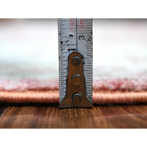 6'2"x9' Coral Pink, Afghan Angora Oushak With All Over Leaf Design, Organic Wool, Hand Knotted, Oriental Rug FWR416472