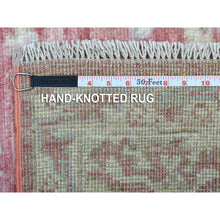 Load image into Gallery viewer, 6&#39;2&quot;x9&#39; Coral Pink, Afghan Angora Oushak With All Over Leaf Design, Organic Wool, Hand Knotted, Oriental Rug FWR416472
