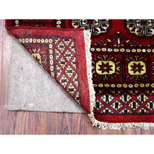 Load image into Gallery viewer, 2&#39;6&quot;x3&#39;10&quot; Hand Knotted Mori Bokara with Geometric Medallions Design Deep Red Pure Wool Oriental Rug FWR416646