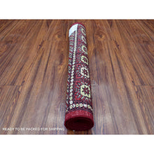 Load image into Gallery viewer, 2&#39;6&quot;x3&#39;10&quot; Hand Knotted Mori Bokara With Geometric Medallions Design Deep Red Pure Wool Oriental Rug FWR416646
