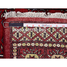 Load image into Gallery viewer, 2&#39;6&quot;x3&#39;10&quot; Hand Knotted Mori Bokara With Geometric Medallions Design Deep Red Pure Wool Oriental Rug FWR416646