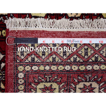 Load image into Gallery viewer, 2&#39;6&quot;x4&#39;2&quot; Mori Bokara With Geometric Medallions Design Deep And Rich Red Organic Wool Hand Knotted Oriental Rug FWR416658
