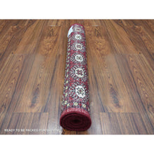 Load image into Gallery viewer, 2&#39;6&quot;x4&#39;3&quot; Organic Wool Hand Knotted Mori Bokara With Geometric Medallions Design Deep Red Oriental Rug FWR416682