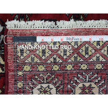 Load image into Gallery viewer, 2&#39;6&quot;x4&#39;3&quot; Organic Wool Hand Knotted Mori Bokara With Geometric Medallions Design Deep Red Oriental Rug FWR416682