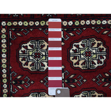 Load image into Gallery viewer, 2&#39;6&quot;x4&#39;10&quot; Mori Bokara With Geometric Medallions Design Deep And Rich Red Pure Wool Hand Knotted Oriental Rug FWR416694