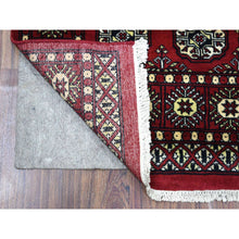 Load image into Gallery viewer, 2&#39;4&quot;x9&#39;8&quot; Deep and Rich Red Soft Wool Hand Knotted Mori Bokara with Geometric Medallions Design Oriental Runner Rug FWR416712