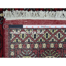 Load image into Gallery viewer, 2&#39;4&quot;x9&#39;8&quot; Deep and Rich Red Soft Wool Hand Knotted Mori Bokara with Geometric Medallions Design Oriental Runner Rug FWR416712