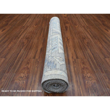 Load image into Gallery viewer, 4&#39;1&quot;x9&#39;9&quot; Organic Wool Hand Knotted Gray Anatolian Village Inspired With Large Medallions Design Oriental Wide Runner Rug FWR417018