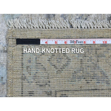 Load image into Gallery viewer, 6&#39;3&quot;x9&#39; Beige Angora Oushak With Geometric Leaf Design Hand Knotted Soft Afghan Wool Oriental Rug FWR417168