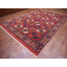 Load image into Gallery viewer, 10&#39;x13&#39;9&quot; Soft Wool Hand Knotted Coral Red Afghan Ersari With Geometric Elephant Feet Design Oriental Rug FWR417186