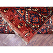 Load image into Gallery viewer, 10&#39;x13&#39;9&quot; Soft Wool Hand Knotted Coral Red Afghan Ersari With Geometric Elephant Feet Design Oriental Rug FWR417186