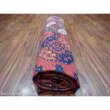 Load image into Gallery viewer, 10&#39;x13&#39;9&quot; Soft Wool Hand Knotted Coral Red Afghan Ersari With Geometric Elephant Feet Design Oriental Rug FWR417186