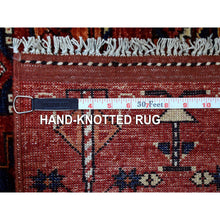 Load image into Gallery viewer, 10&#39;x13&#39;9&quot; Soft Wool Hand Knotted Coral Red Afghan Ersari With Geometric Elephant Feet Design Oriental Rug FWR417186