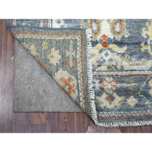 Load image into Gallery viewer, 2&#39;9&quot;x9&#39;9&quot; Dark Gray Angora Oushak With Pop Of Colors Soft Glimmery Wool Hand Knotted Oriental Runner Rug FWR417330