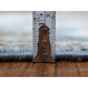 2'9"x9'9" Dark Gray Angora Oushak With Pop Of Colors Soft Glimmery Wool Hand Knotted Oriental Runner Rug FWR417330