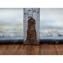 Load image into Gallery viewer, 2&#39;9&quot;x9&#39;9&quot; Dark Gray Angora Oushak With Pop Of Colors Soft Glimmery Wool Hand Knotted Oriental Runner Rug FWR417330