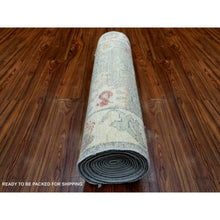 Load image into Gallery viewer, 3&#39;1&quot;x17&#39;6&quot; Gray Angora Oushak With Pop Of Color Hand Knotted Soft, Afghan Wool Wide Xl Runner Oriental Rug FWR417624
