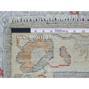 3'1"x17'6" Gray Angora Oushak With Pop Of Color Hand Knotted Soft, Afghan Wool Wide Xl Runner Oriental Rug FWR417624