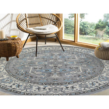 Load image into Gallery viewer, 11&#39;8&quot;x11&#39;8&quot; Hand Knotted Gray Heriz Fine Peshawar With All Over Design Pure Wool Oriental Round Rug FWR417912