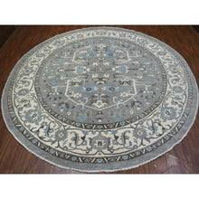 Load image into Gallery viewer, 11&#39;8&quot;x11&#39;8&quot; Hand Knotted Gray Heriz Fine Peshawar With All Over Design Pure Wool Oriental Round Rug FWR417912