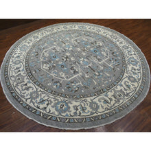Load image into Gallery viewer, 11&#39;8&quot;x11&#39;8&quot; Hand Knotted Gray Heriz Fine Peshawar With All Over Design Pure Wool Oriental Round Rug FWR417912