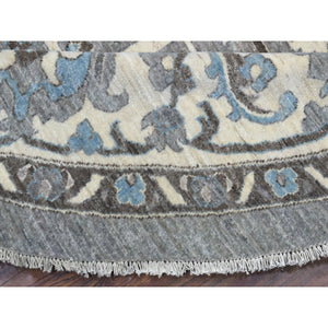 11'8"x11'8" Hand Knotted Gray Heriz Fine Peshawar With All Over Design Pure Wool Oriental Round Rug FWR417912