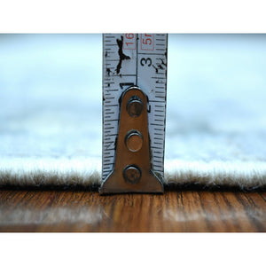 6'1"x8'10" Hand Knotted Gray With Touches Of Ivory Angora Oushak Pure Wool Oriental Rug FWR418116