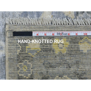 6'1"x8'10" Hand Knotted Gray With Touches Of Ivory Angora Oushak Pure Wool Oriental Rug FWR418116
