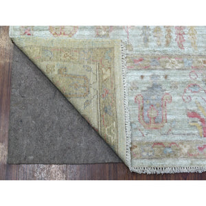 5'10"x8'9" Angora Oushak With Cypress And Willow Tree Design Extremely Durable Hand Knotted Faded Green Oriental Rug FWR418188
