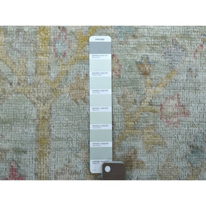 5'10"x8'9" Angora Oushak With Cypress And Willow Tree Design Extremely Durable Hand Knotted Faded Green Oriental Rug FWR418188