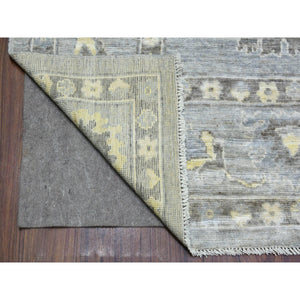 8'x9'10" Hand Knotted, Gray, Afghan Angora Ushak With Floral Pattern And Soft Wool Oriental Rug FWR418704