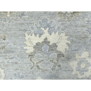 8'x9'10" Hand Knotted, Gray, Afghan Angora Ushak With Floral Pattern And Soft Wool Oriental Rug FWR418704