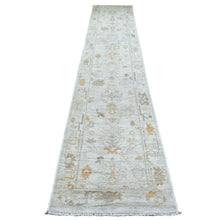 Load image into Gallery viewer, 2&#39;5&quot;x13&#39;9&quot; Hand Knotted, Gray, Angora Ushak with A Floral Pattern, Organic Wool, Oriental, XL Runner, Rug FWR419100