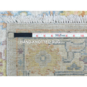 2'8"x9'9" Afghan Angora Ushak With Beautiful, Color Pattern Soft And Pliable Wool Hand Knotted Gray Oriental Runner Rug FWR419112