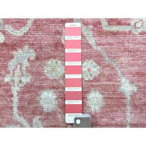 2'9"x11'6" Coral Red Angora Ushak With Bold Floral Pattern Afghan Wool Hand Knotted Oriental Runner Rug FWR419124