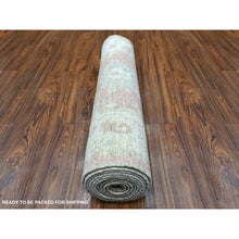 Load image into Gallery viewer, 2&#39;9&quot;x11&#39;6&quot; Coral Red Angora Ushak With Bold Floral Pattern Afghan Wool Hand Knotted Oriental Runner Rug FWR419124