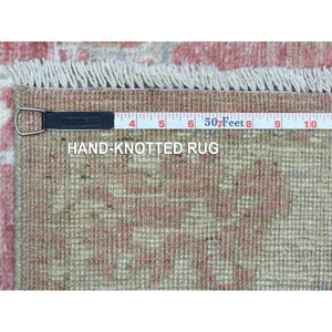 2'9"x11'6" Coral Red Angora Ushak With Bold Floral Pattern Afghan Wool Hand Knotted Oriental Runner Rug FWR419124
