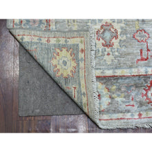 Load image into Gallery viewer, 2&#39;7&quot;x12&#39;2&quot; Gray Angora Ushak With Bold Floral Pattern Pure Wool Hand Knotted Oriental Runner Rug FWR419292