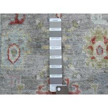 Load image into Gallery viewer, 2&#39;7&quot;x12&#39;2&quot; Gray Angora Ushak With Bold Floral Pattern Pure Wool Hand Knotted Oriental Runner Rug FWR419292