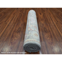 Load image into Gallery viewer, 2&#39;7&quot;x12&#39;2&quot; Gray Angora Ushak With Bold Floral Pattern Pure Wool Hand Knotted Oriental Runner Rug FWR419292