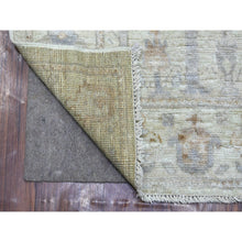 Load image into Gallery viewer, 2&#39;8&quot;x11&#39;9&quot; Extra Soft Wool Hand Knotted Silver Angora Oushak With Faded Out Cypress And Willow Tree Design Oriental Runner Rug FWR419358