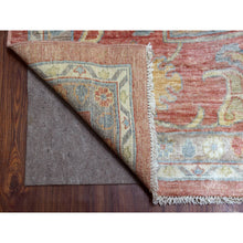 Load image into Gallery viewer, 11&#39;10&quot;x14&#39;3&quot; Coral Pink With Touches Of Blue And Green Afghan Angora Oushak, All Over Leaf Design, Soft Wool Hand Knotted Oriental Oversized Rug FWR419394