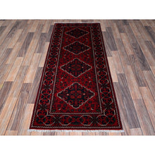 Load image into Gallery viewer, 2&#39;4&quot;x5&#39;8&quot; Angels Red, Afghan Khamyab With Geometric Pattern, Soft And Velvety Wool, Hand Knotted, Vegetable Dyes, Short Runner, Oriental Rug FWR4188