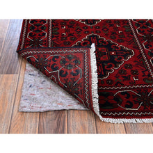Load image into Gallery viewer, 2&#39;4&quot;x5&#39;8&quot; Angels Red, Afghan Khamyab With Geometric Pattern, Soft And Velvety Wool, Hand Knotted, Vegetable Dyes, Short Runner, Oriental Rug FWR4188