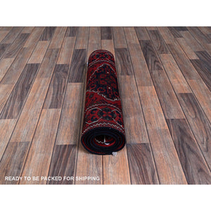 2'4"x5'8" Angels Red, Afghan Khamyab With Geometric Pattern, Soft And Velvety Wool, Hand Knotted, Vegetable Dyes, Short Runner, Oriental Rug FWR4188