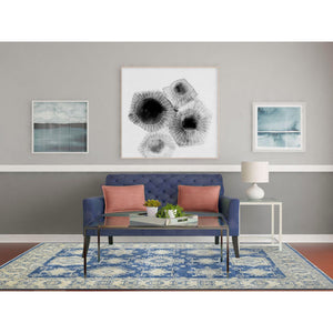 6'x8'8" Denim Blue, Organic Wool Hand Knotted, Fine Peshawar With Geometric Design Natural Dyes, Oriental Rug FWR420024