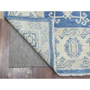 6'x8'8" Denim Blue, Organic Wool Hand Knotted, Fine Peshawar With Geometric Design Natural Dyes, Oriental Rug FWR420024