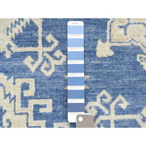 6'x8'8" Denim Blue, Organic Wool Hand Knotted, Fine Peshawar With Geometric Design Natural Dyes, Oriental Rug FWR420024